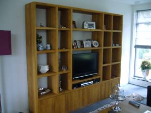 Boekenkast tv meubel eikenhout