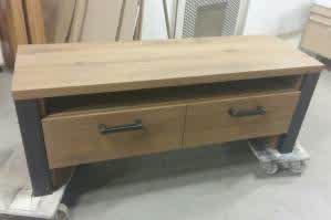Tv meubel eikenhout industrieel staal laden