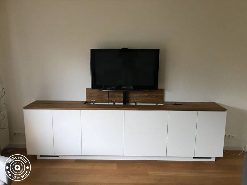 Aannemelijk Huiskamer huiswerk maken TV meubel tv lift eiken MDF | Te Boveldt Meubelmakerij & Interieurbouw
